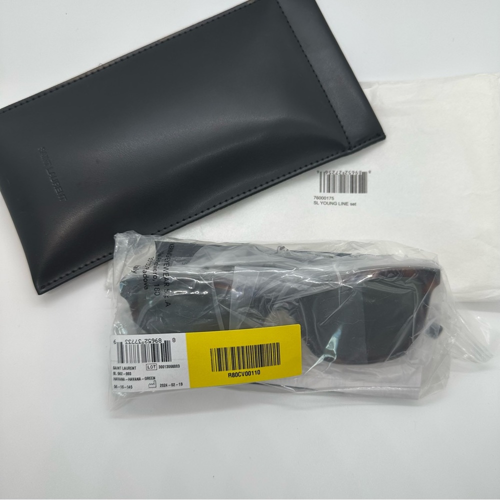 NWT Saint Laurent | Cat Eye Havana Havana Green Lens Tortoise Shell Sunglasses - Picture 2 of 6